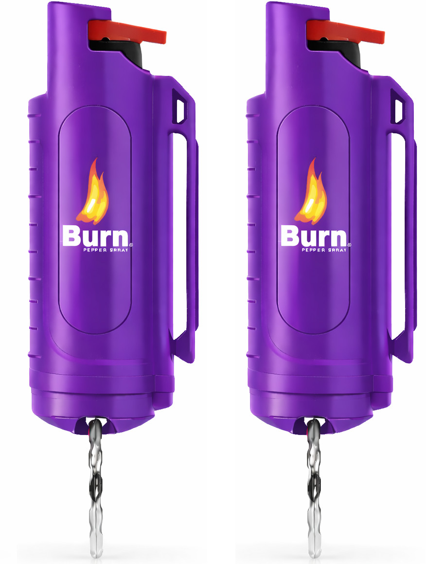 2 Pack Burn Pepper Spray Keychain Maximum Strength OC 0.5oz Self Defense Purple