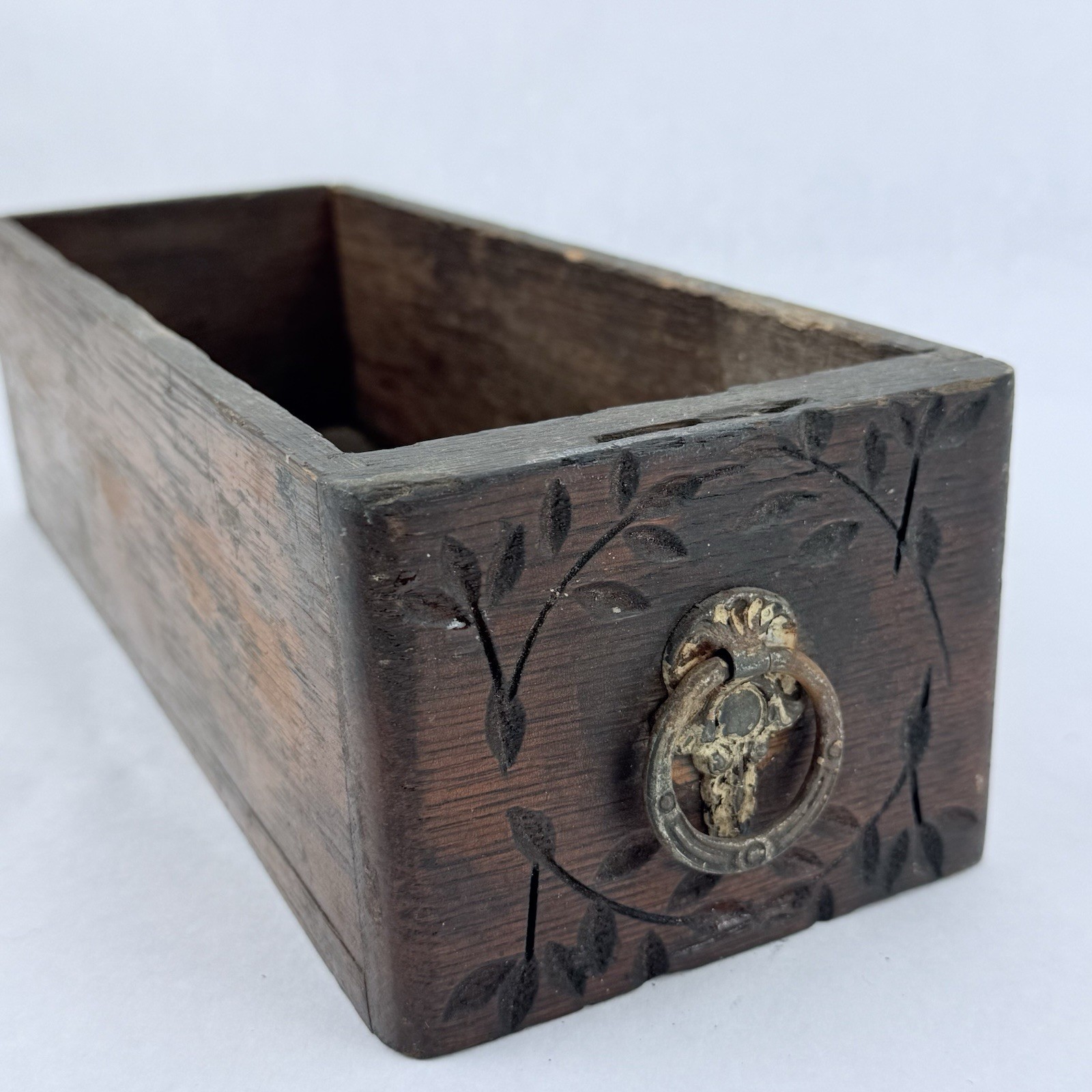 Antique Treadle Sewing Machine Wood Oak Drawer Farmhouse Decor Box  13”