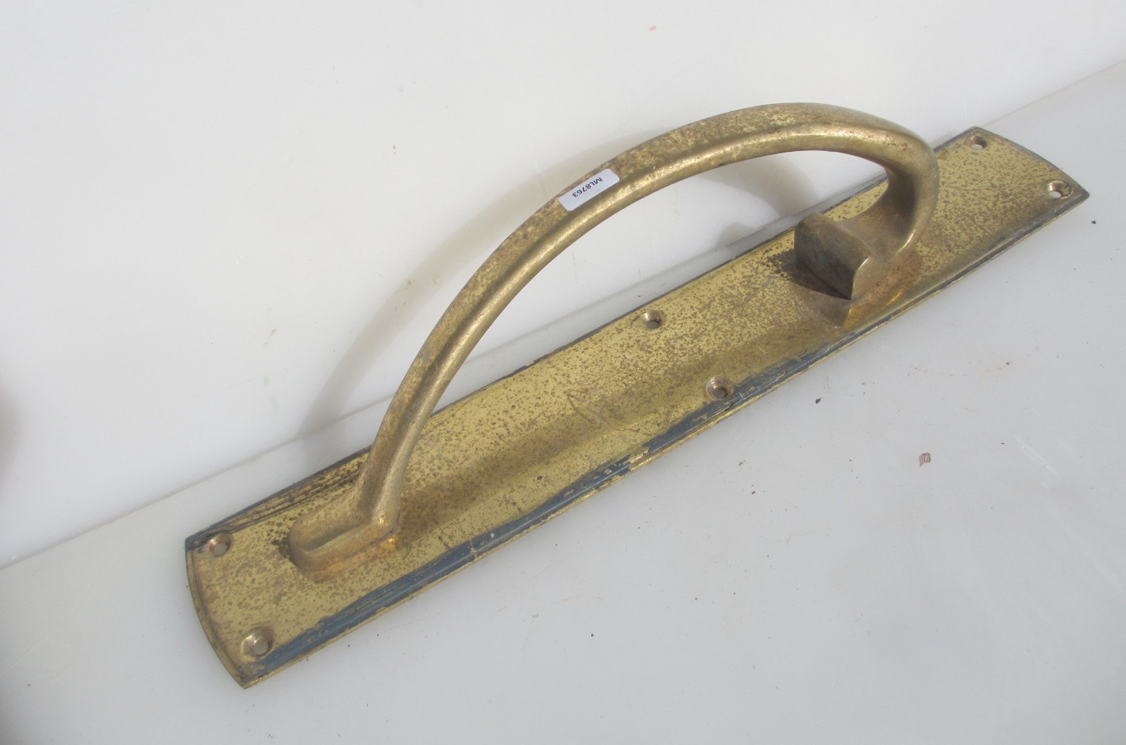 HUGE Vintage Brass Door Handle Shop Pull Retro Old Gold Plated 18"