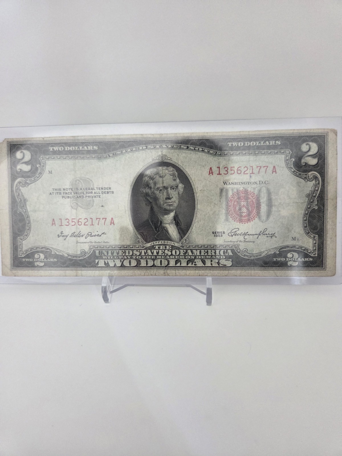 1953 Red Seal 2 Dollar Bill