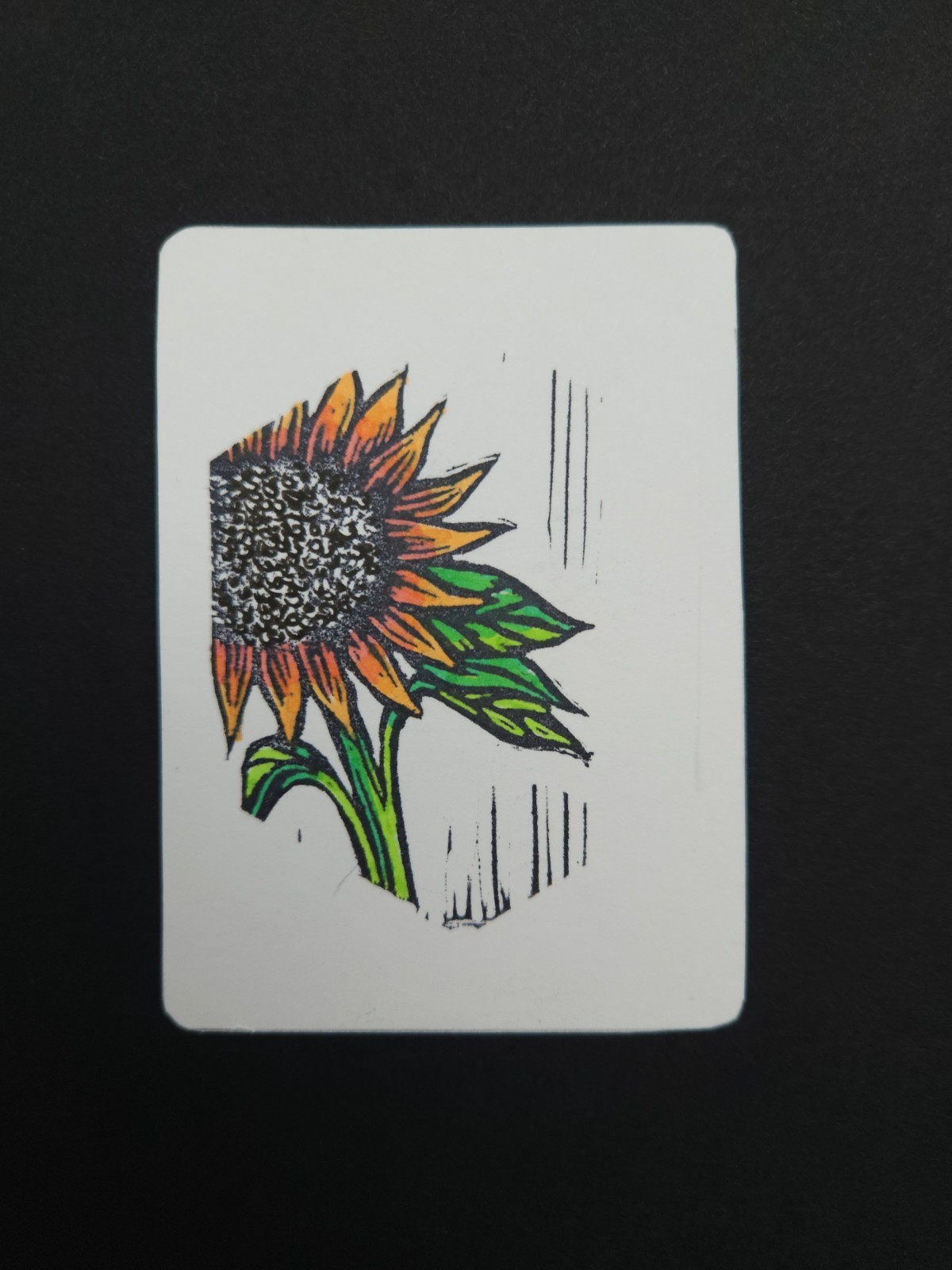 ACEO Original Artwork - Sunflower - handmade print by InkyBugSudios