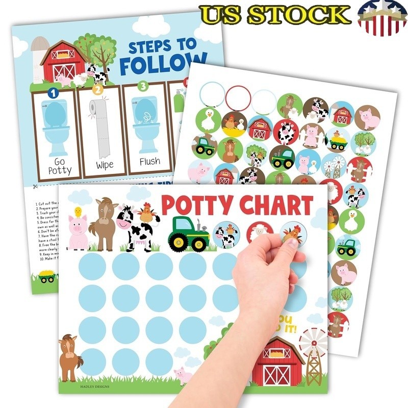 Potty Training Reward Chart Stickers Kids Progress Tracker Fun Motivation Game