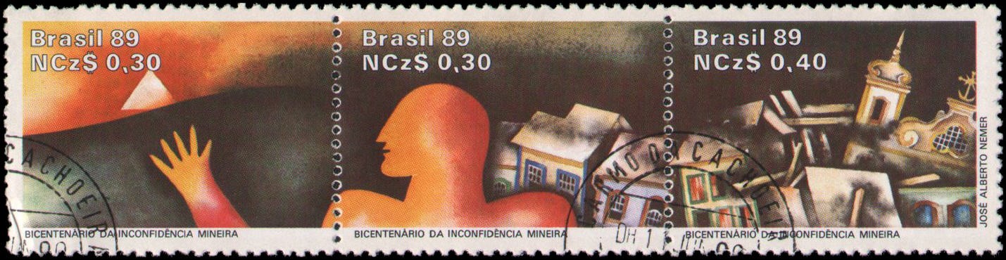 Brazil #2166 Used strip of 3