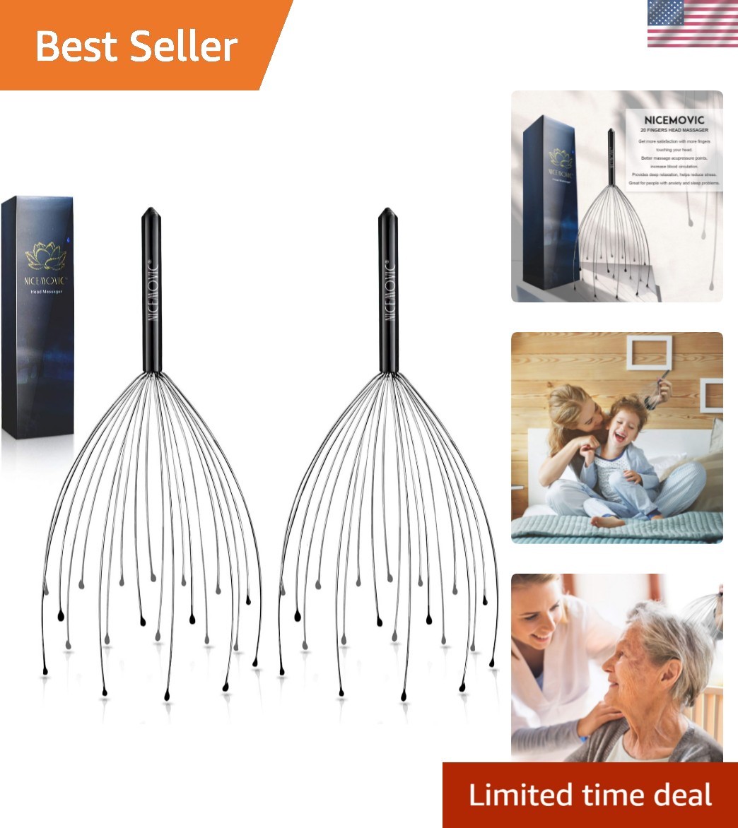 2 Pack Head Scalp Massager Gifts for Women Men, Stocking Stuffers White Eleph...