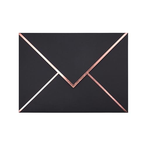 A7 Envelopes - V Flap Foil Border Luxury Mailing Envelopes for 5" 25 Pack Black