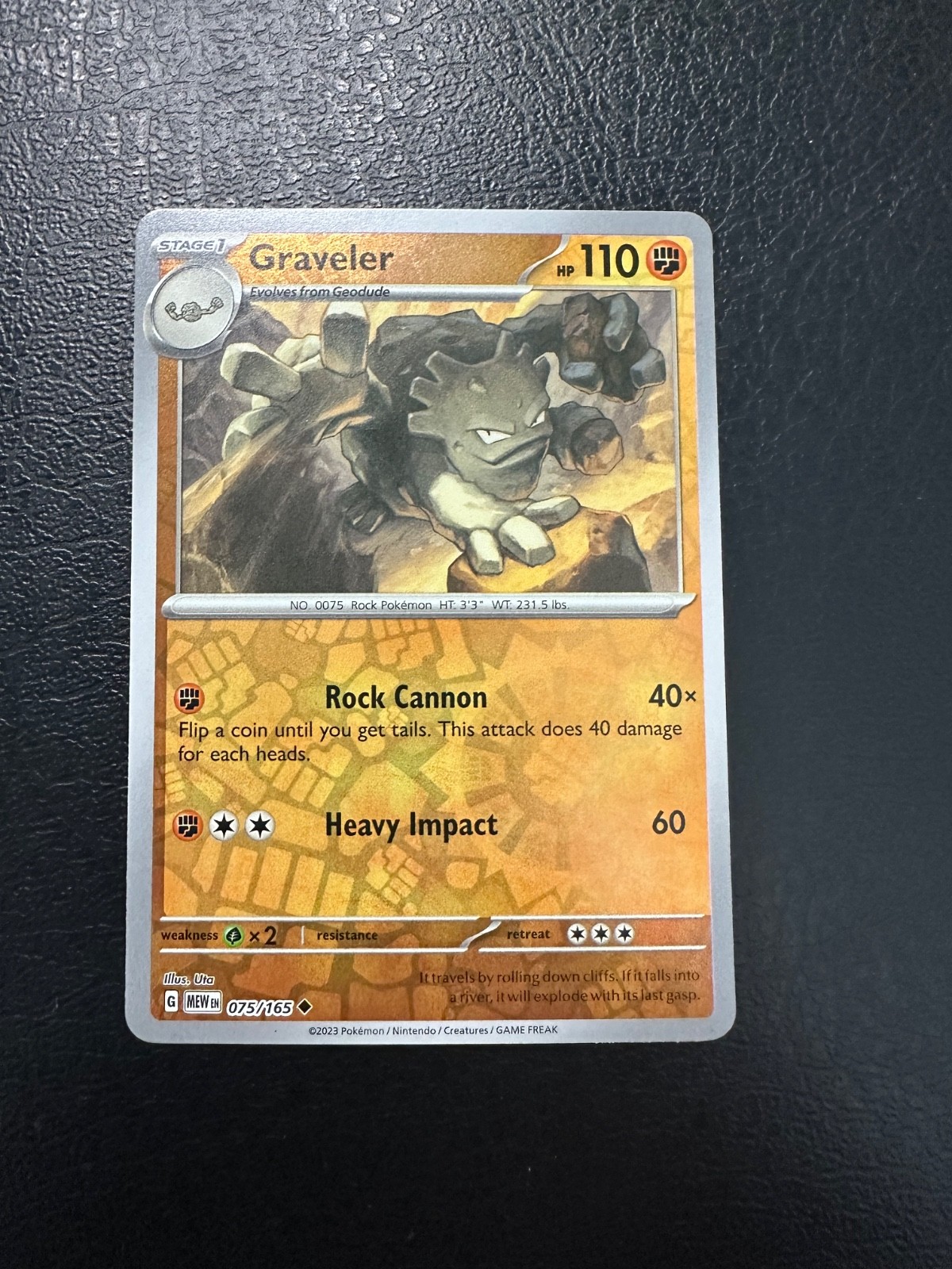 Pokemon 2023 TCG - Graveler 075/165 - Reverse Holo - 151