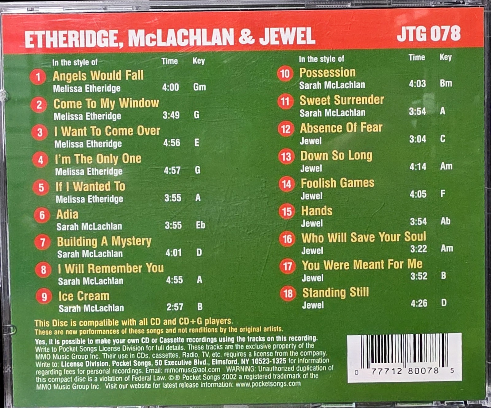 078 ETHERIDGE MCLACHLAN JEWEL   POCKET SONGS JUST TRACKS  CDGS LOT  LONG DRIVE