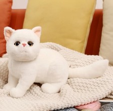 White Kitten Cat Plush Toy 10" Stuffed Animal Toddler Doll Gift for Kids