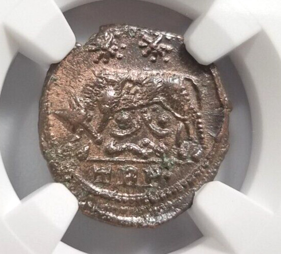 She-Wolf Twins Constantinian NGC AU Roman Empire Nummus Child Remus Romulus Roma