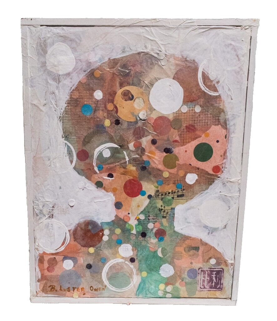 Barry Luster Owen Signed Abstract Painting Mixed Media Mid Century Style 9x12