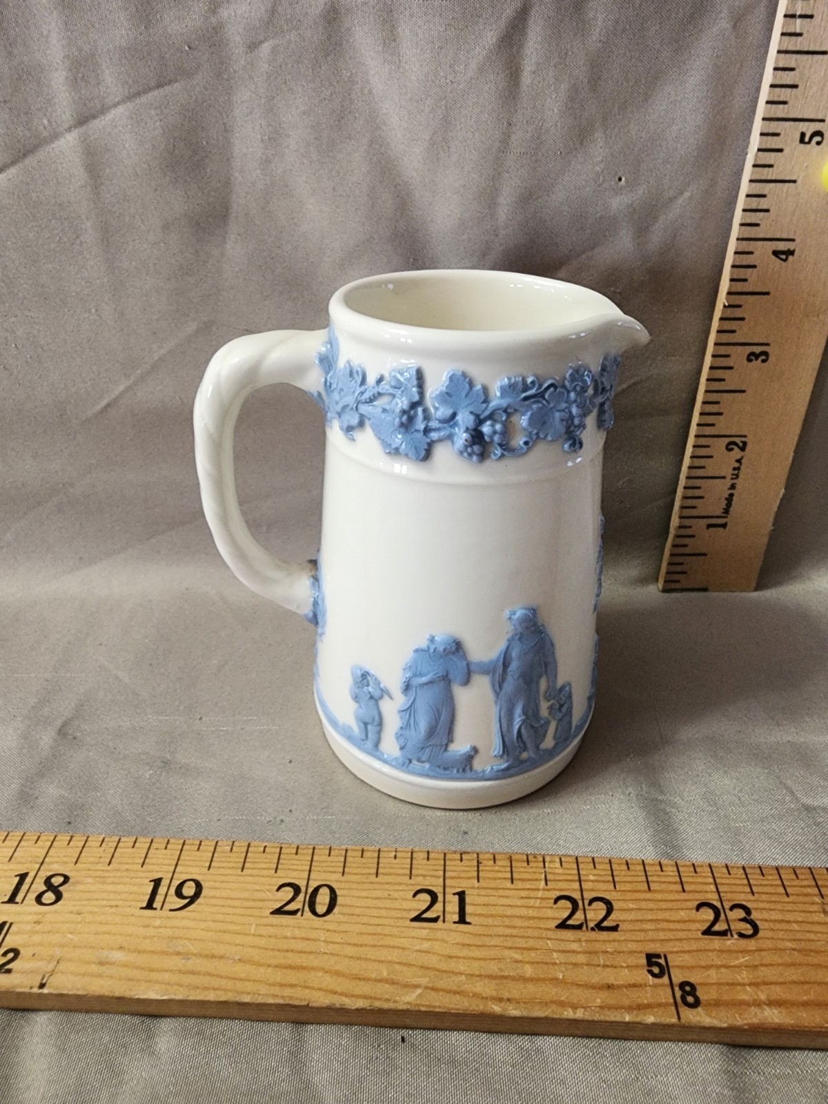 Antique Wedgewood Embossed Queensware Creamer Pitcher Flawless Shape