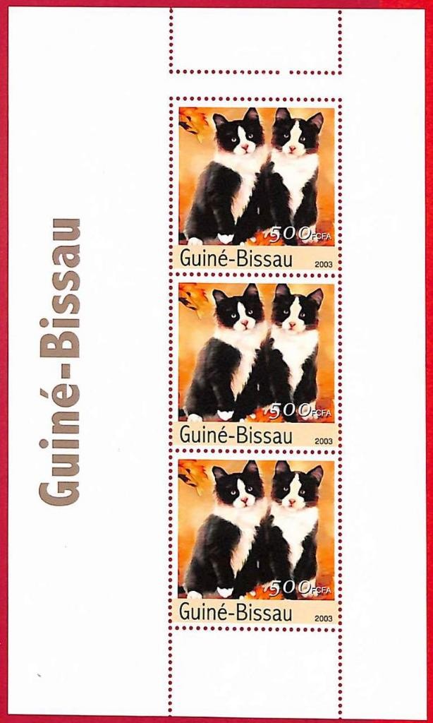 A5952 - GUINE-BISSAU - ERROR MISPERF Stamp Sheet - 2003 - Cats