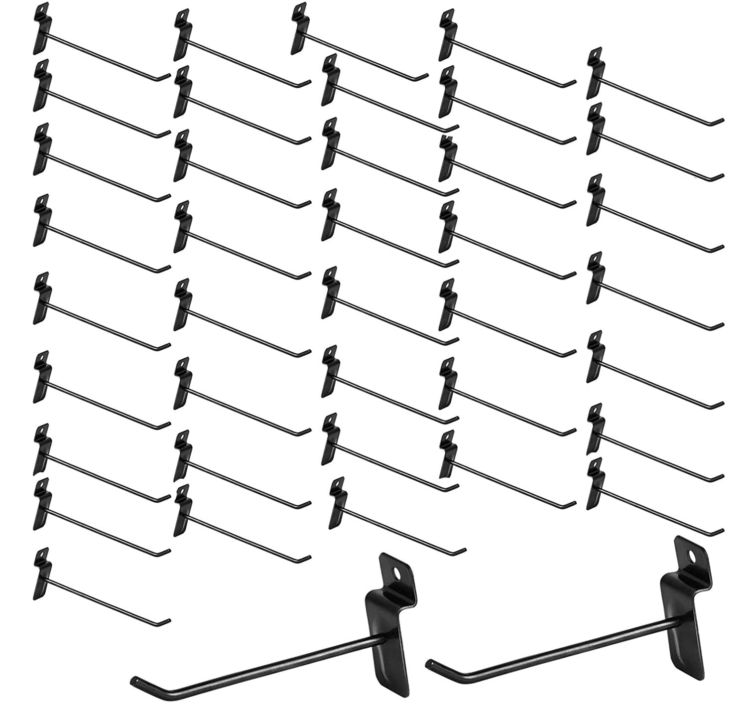 KEJJNYER 100 Pack Slatwall Hooks 6 inch, Black Slat Wall Hanging Hooks Panel ...