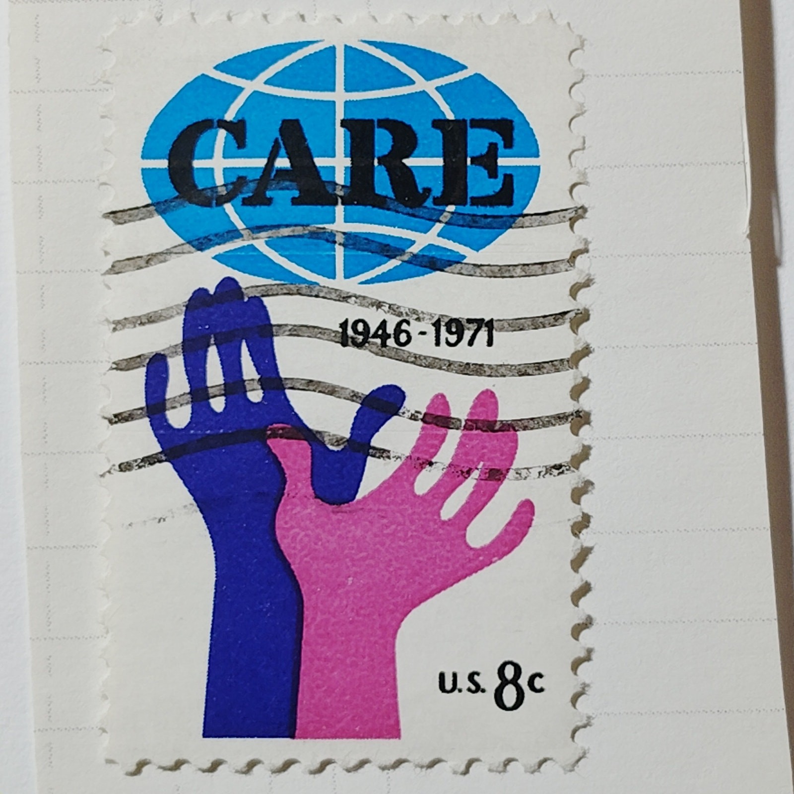 1971 US Postage Stamp Scott #1445 8c CARE 25th Anniversary Used Canceled