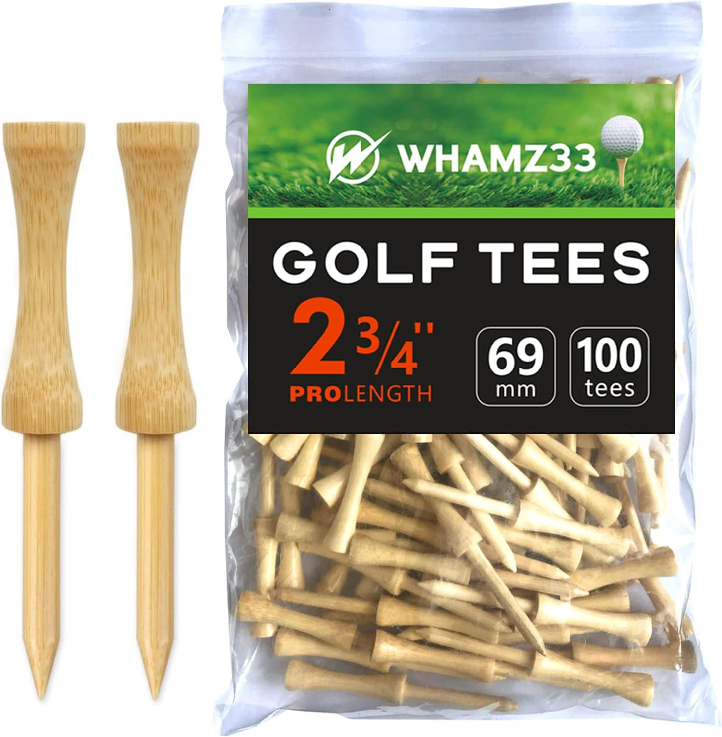 Step Down Golf Tees 2-1/8"or 2-3/4"or 3-1/4" 100 Pack Enduring Wooden Bamboo Gol