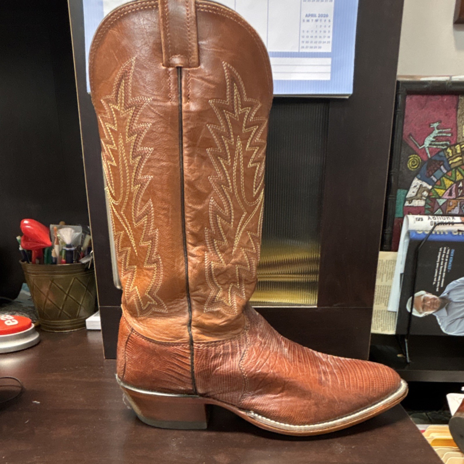 CAVENDERS Men's Brown Western Cowboy Equestrian Boots Size 10.5 CRO2060707