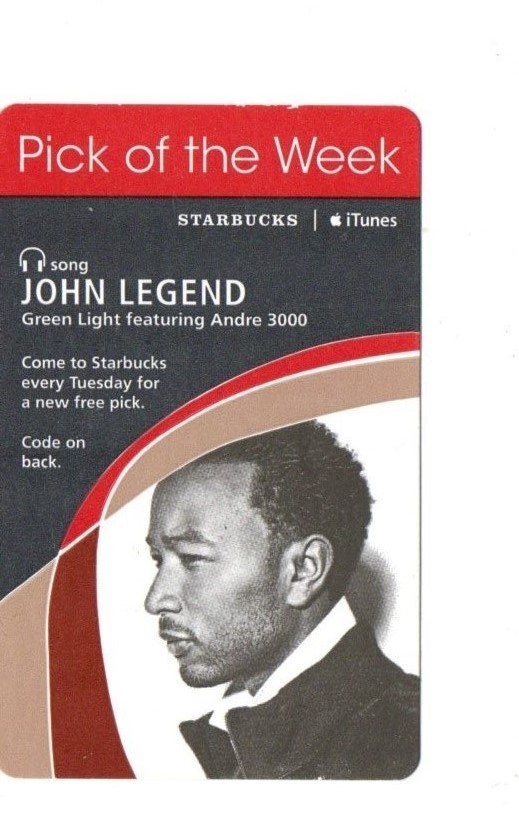 Starbucks John Legend Song Expired Gift Card No $ Value Collectible