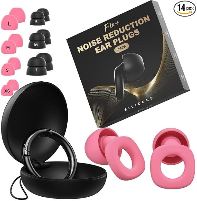 Lot of 2 Fita+ Noise Reduction Ear Plugs -33dB Soft Reusable Rose Red