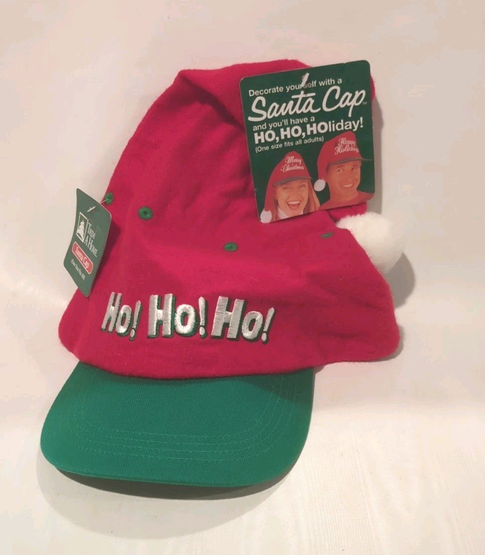 Vintage Ho! Ho! Ho! New Kmart Trim A Home Deluxe Santa Snapback Cap Holiday 