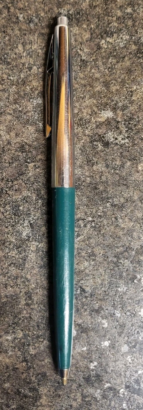 Vintage Sheaffer Top Click Ballpoint Pen , Green  - Silver  Nice