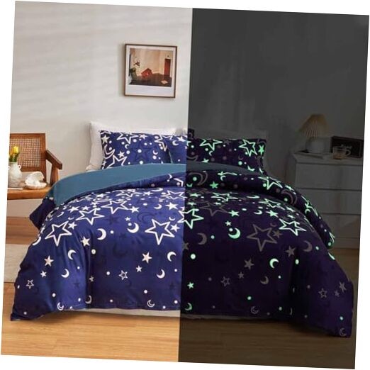  Galaxy Glow in The Dark Comforter Set for Girls Kids Purple Queen Multi 941