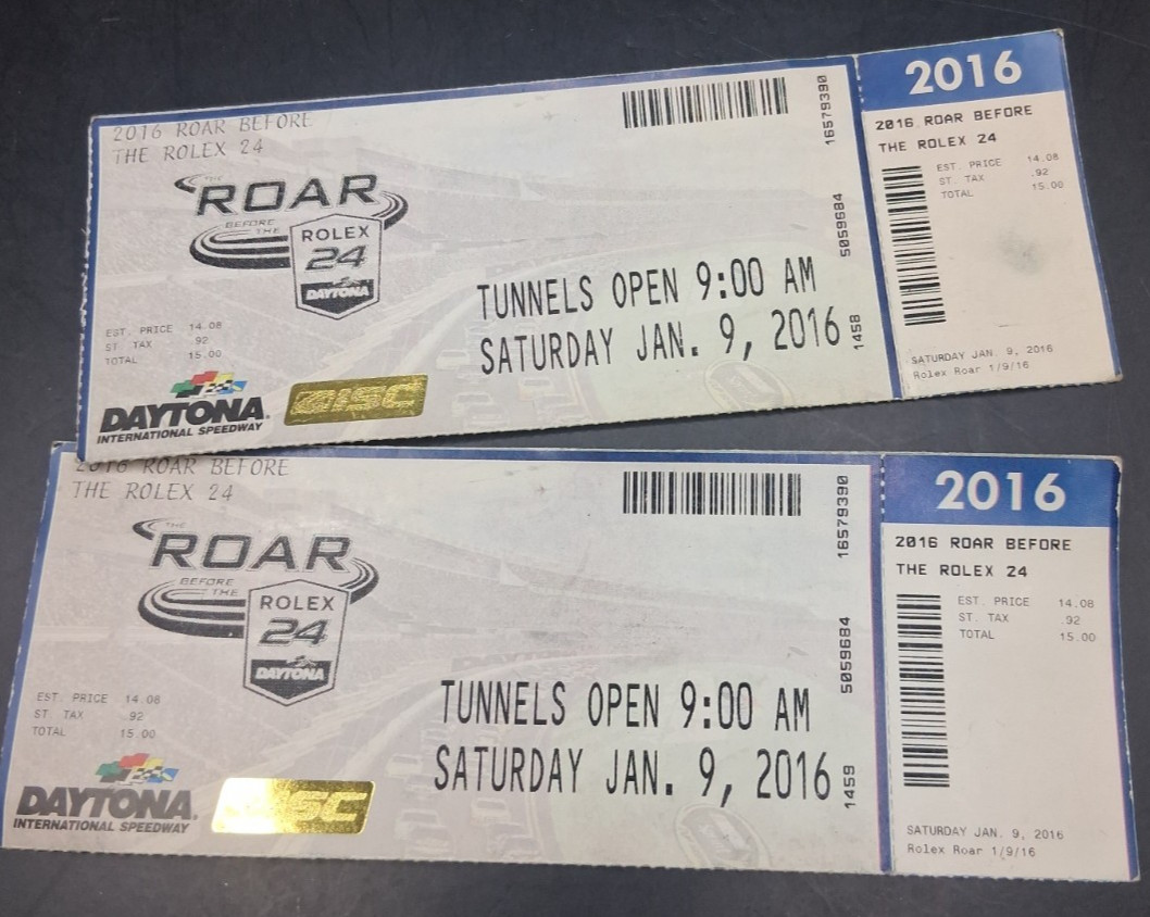 2x  Roar Rolex 24 Daytona International Speedway Tickets January 16, 2016