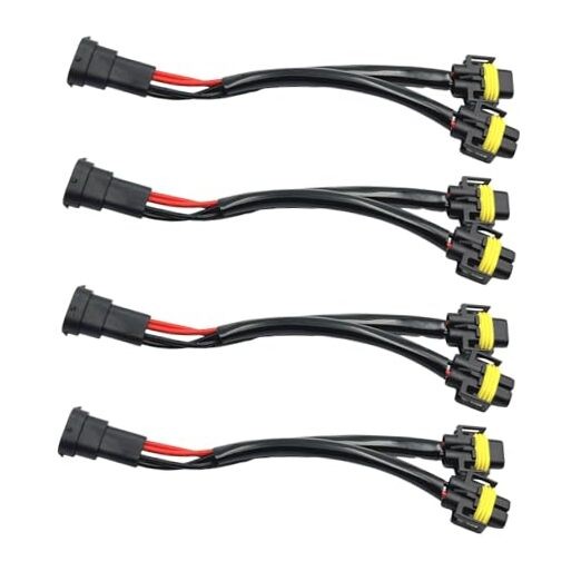 4Pcs H11 H8 Male to Female 2 Way Splitter Wire Bulb Socket Headlight Wiring 