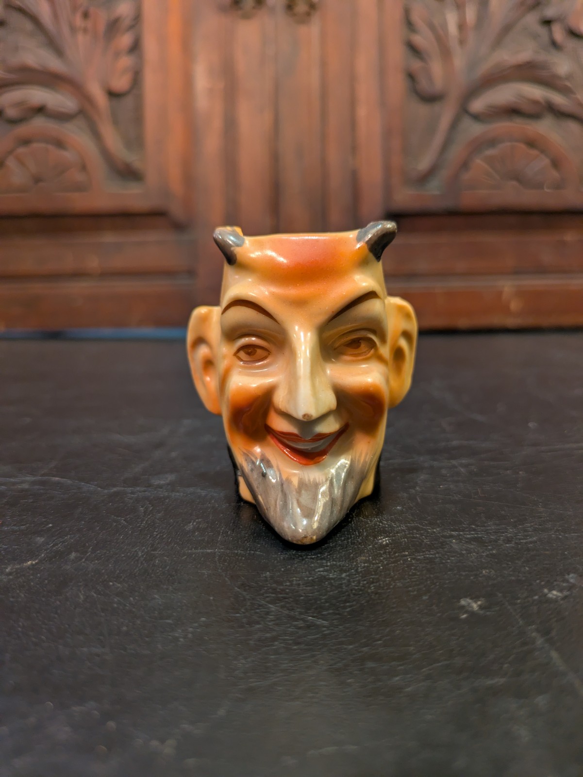 Rare Post-War Japanese Devil / Oni Figural Mug – Hand-Painted Ceramic – c.1940s