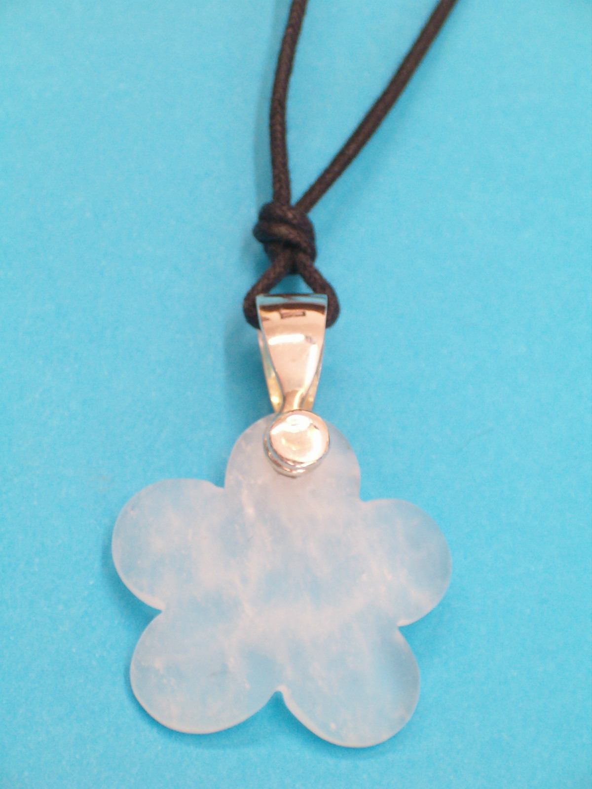 925 Silver Pendant With Natural Quartz Flower And Necklace - Gemstone -