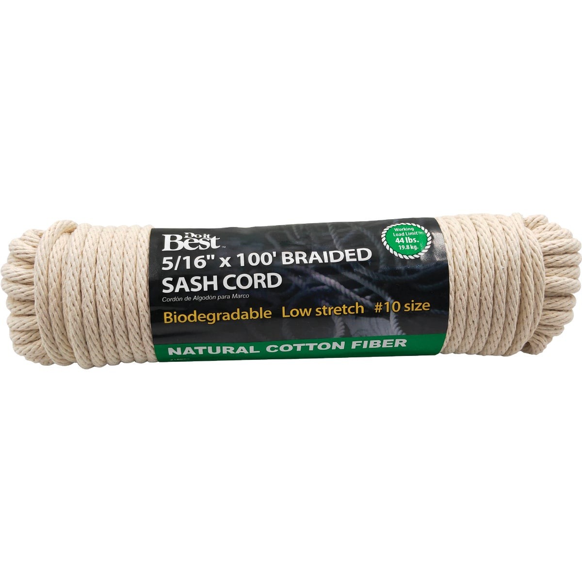 Do it Best 5/16 In. x 100 Ft. White Solid Braided Cotton Sash Cord 218865 SIM