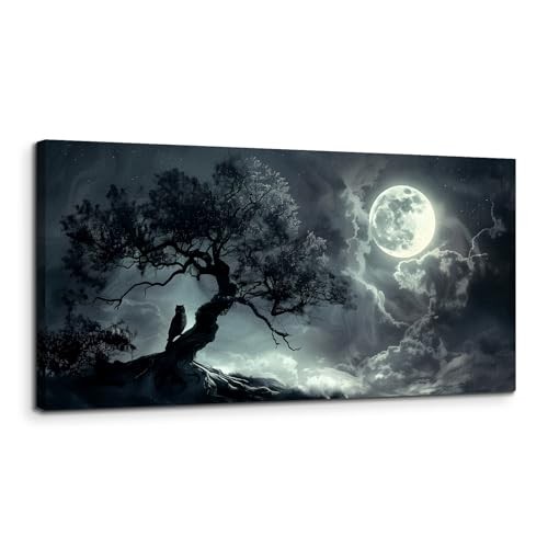  Large Canvas Wall Art, Moon Landscape Canvas Prints 40"L x 20"W Moonlit Night