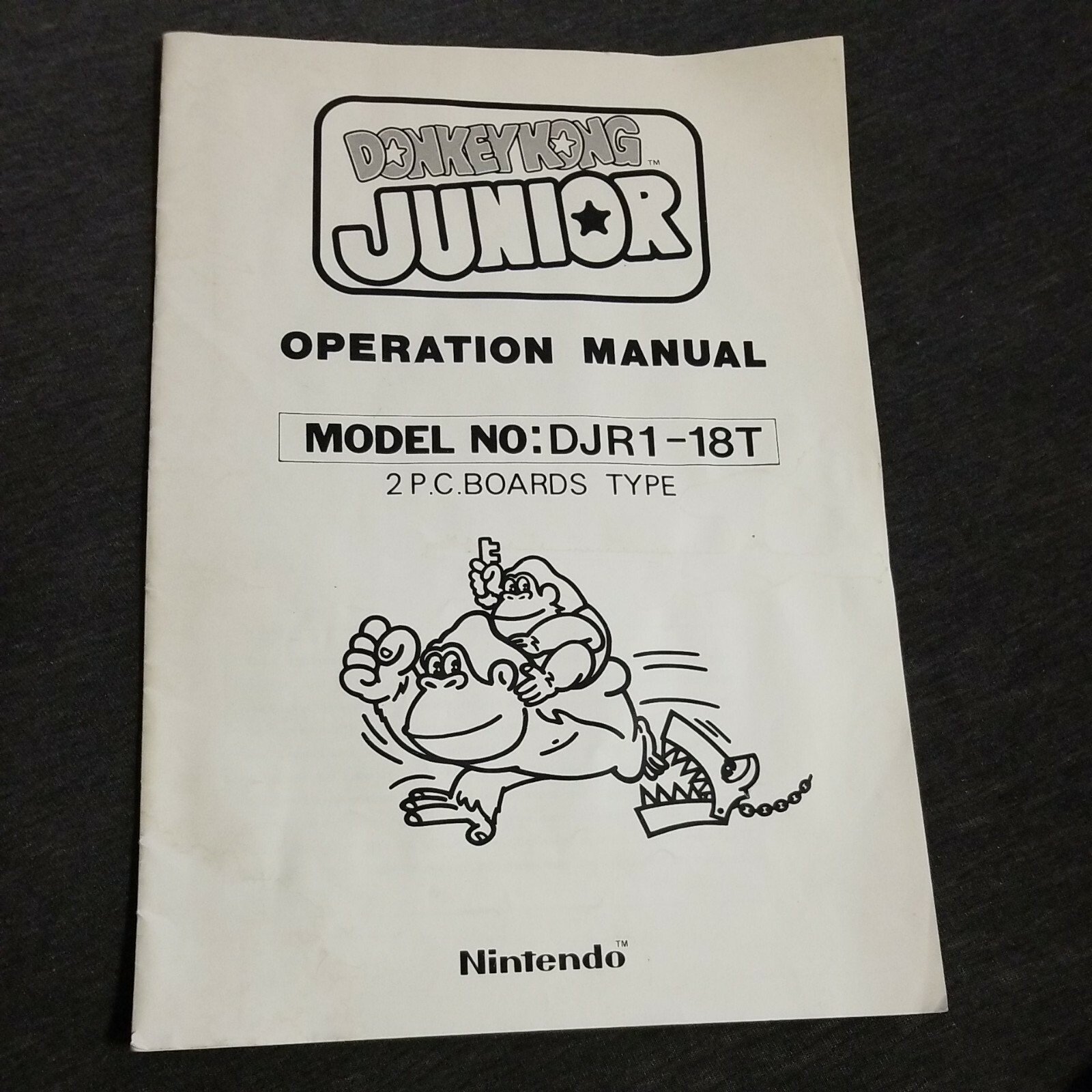 Orig 1982 Nintendo DONKEY KONG Jr ARCADE OPERATION MANUAL DJR1-18T 2 PC Boards