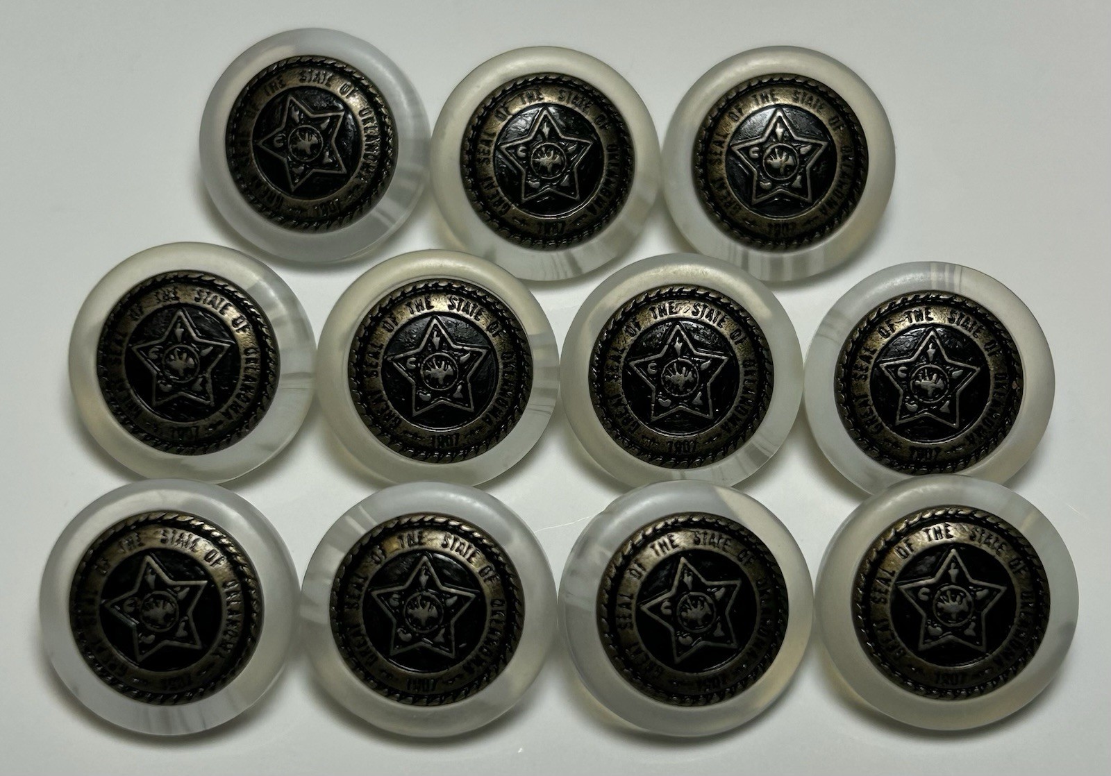 Seal Of The State Of Oklahoma Vintage Button Set, 11 Buttons