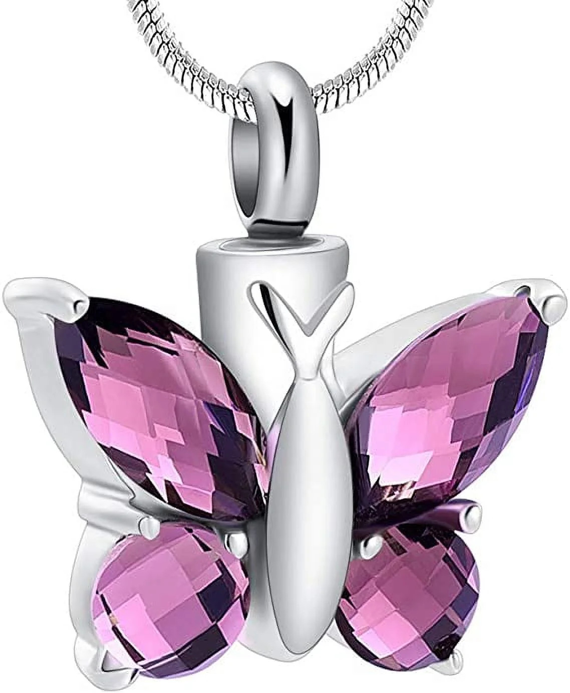 Crystal Cremation Jewelry for Ashes - Butterfly Urn Necklace for Women Men Butte
