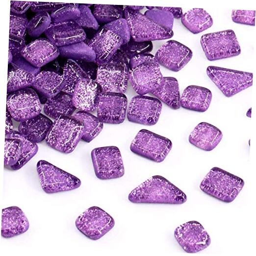 Mosaic Tiles,Glass Tiles, Shine Crystal Mosaic Glass Pieces Bulk Purple