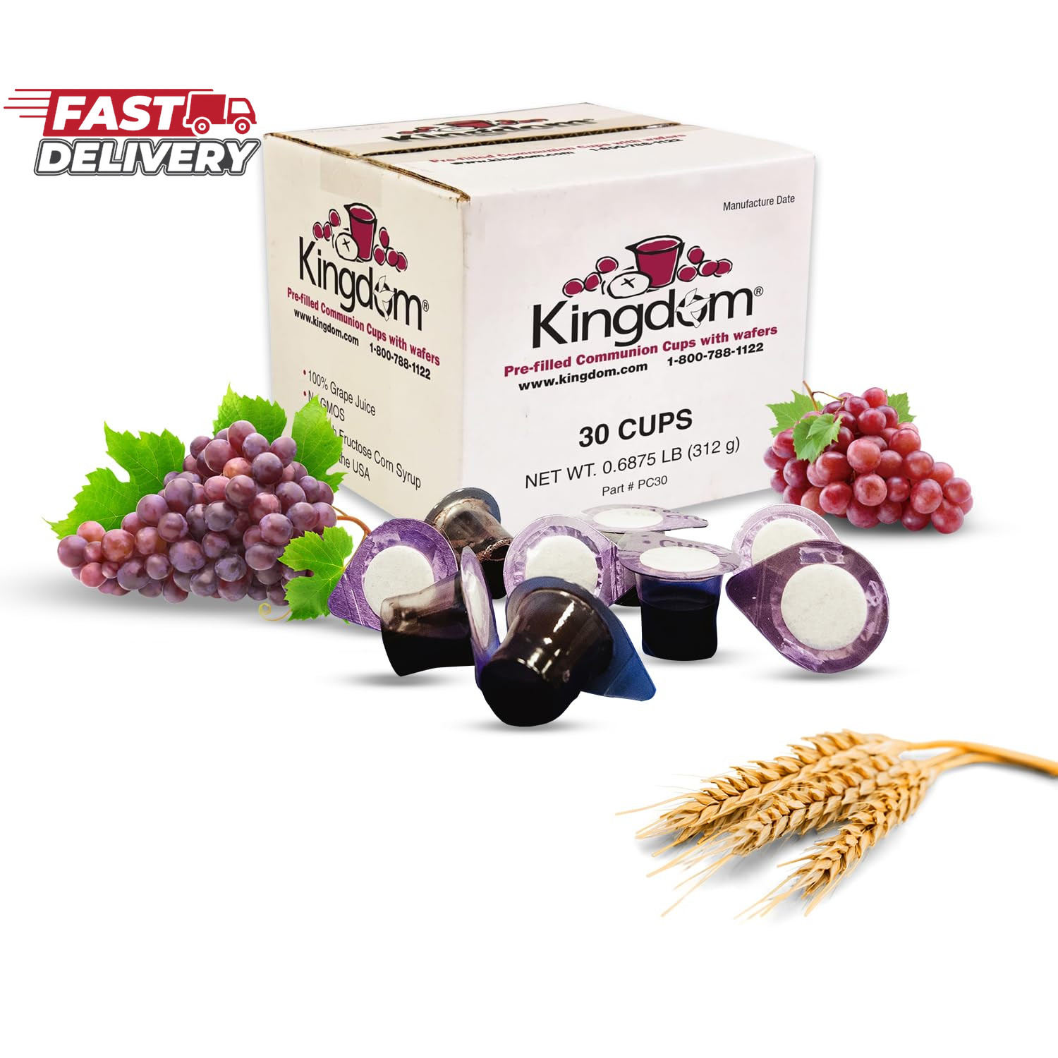 Kingdom Prefilled Communion Cups with Wafers - 30 Count