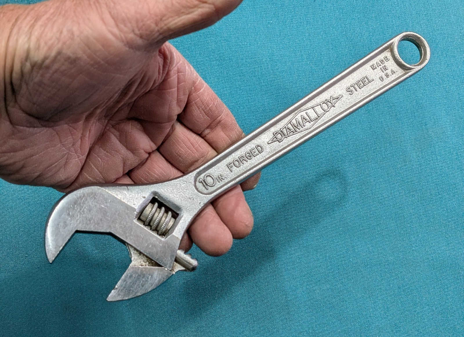 Vintage Diamalloy Diamond Calk 10" Adjustable Wrench Forged Steel USA