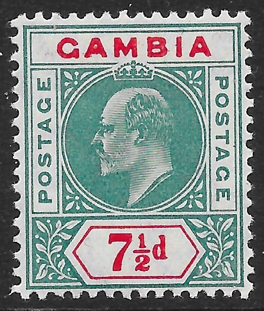 GAMBIA SG65 1905 7½d GREEN & CARMINE MNH