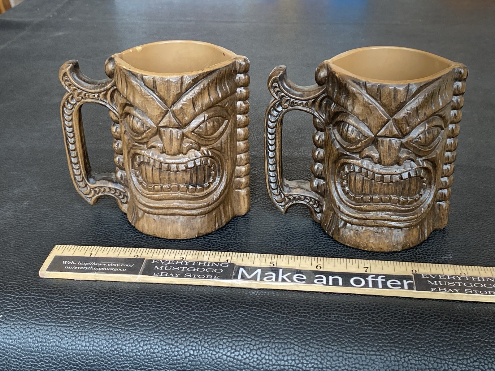 VTG Original KONA Coffee Mill Tiki FAUX WOODGRAIN Mug Cup Hawaii USA Advertising