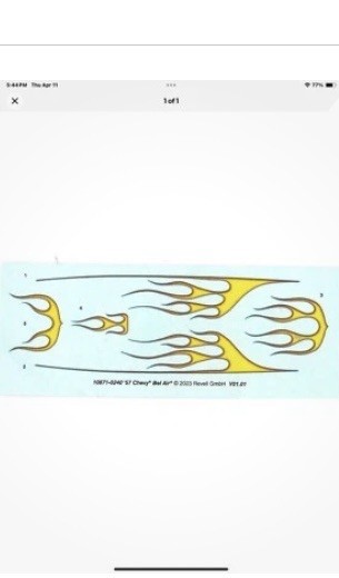 1/64 CUSTOM WATERSLIDE DECAL - 1957 CHEVY BEL AIR