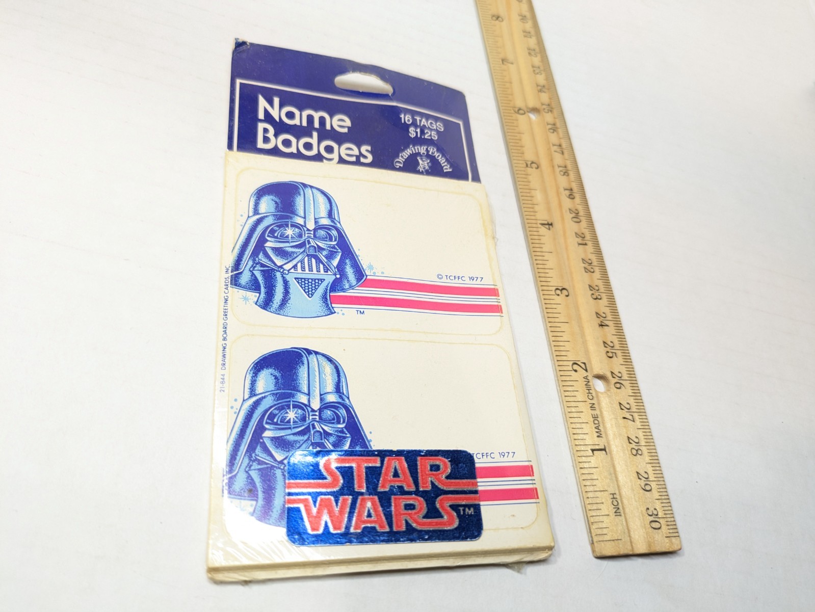 1977 STAR WARS DARTH VADER NAME BADGES Stickers Vintage Lucas Sealed