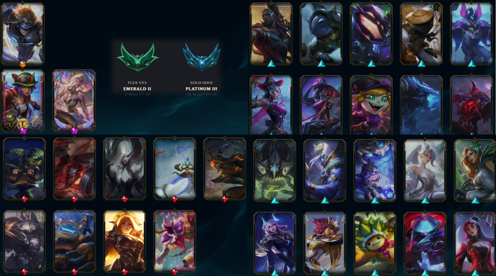 League of legends LAN account Nivel 345, 136 Skins Esmeralda Flex Platino Solo/D