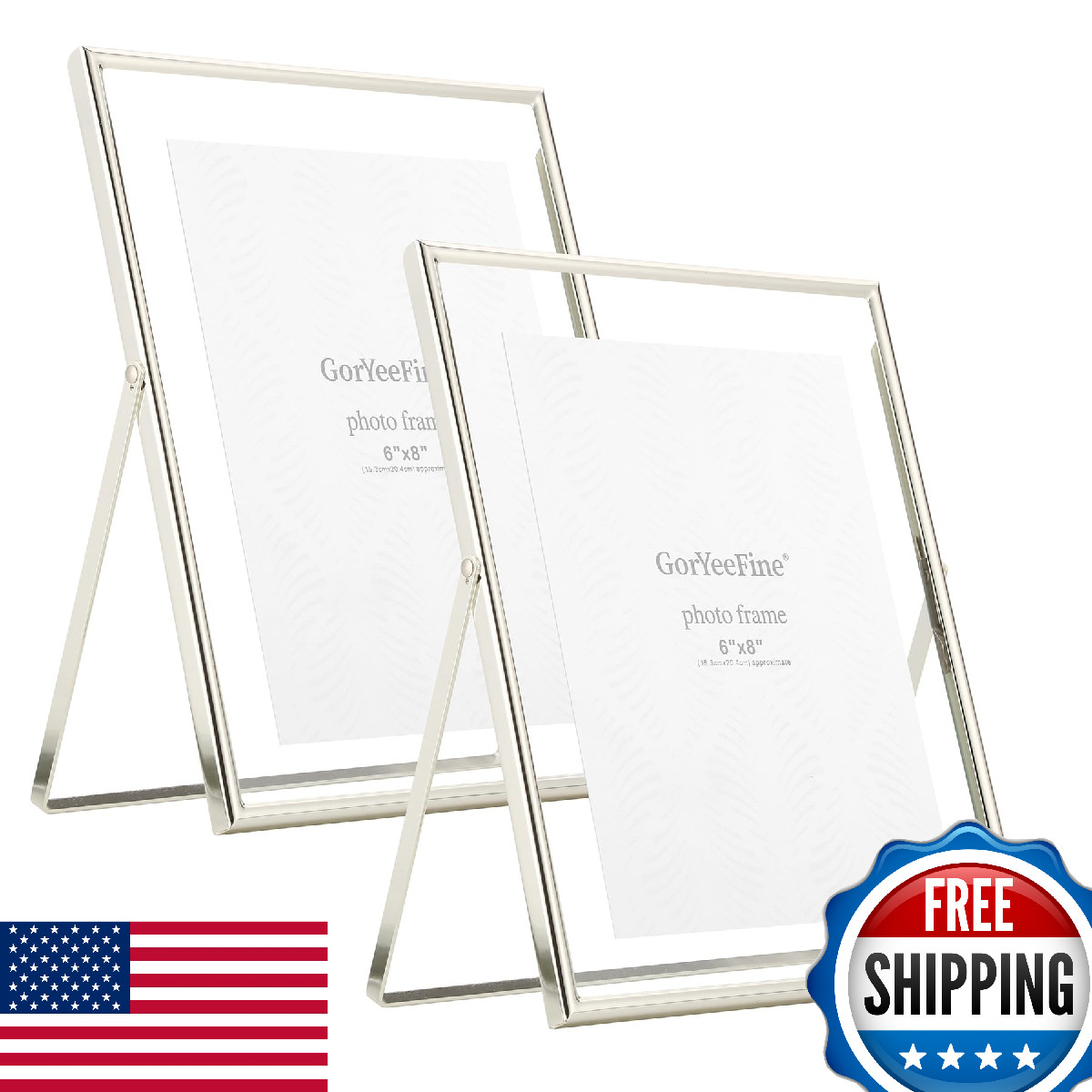 Silver Floating Frame 8x10 (Set of 2) for 4x6, 5x7 Photos - Classy Gift