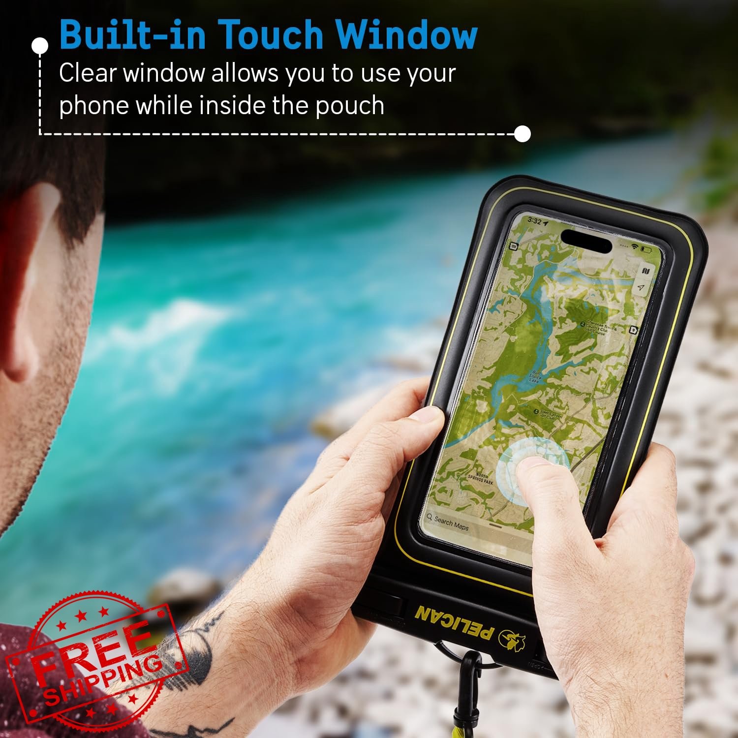 Pelican 2 Pack Waterproof Phone Pouch IP68 Floating Black Hi-Vis Yellow