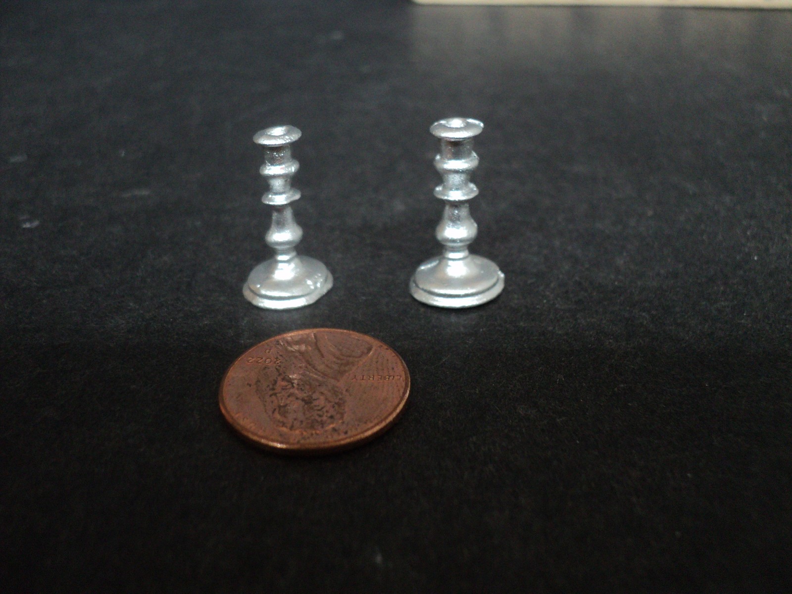 DOLLHOUSE CANDLE HOLDERS/SILVER