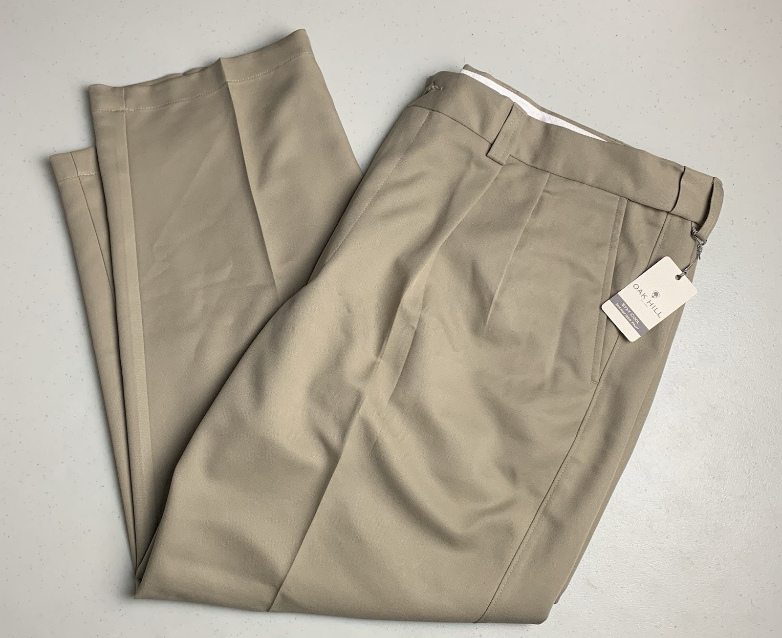 Oak Hill Pants Mens 46x28 British Khaki Pleated Front Dress Slacks New With Tags