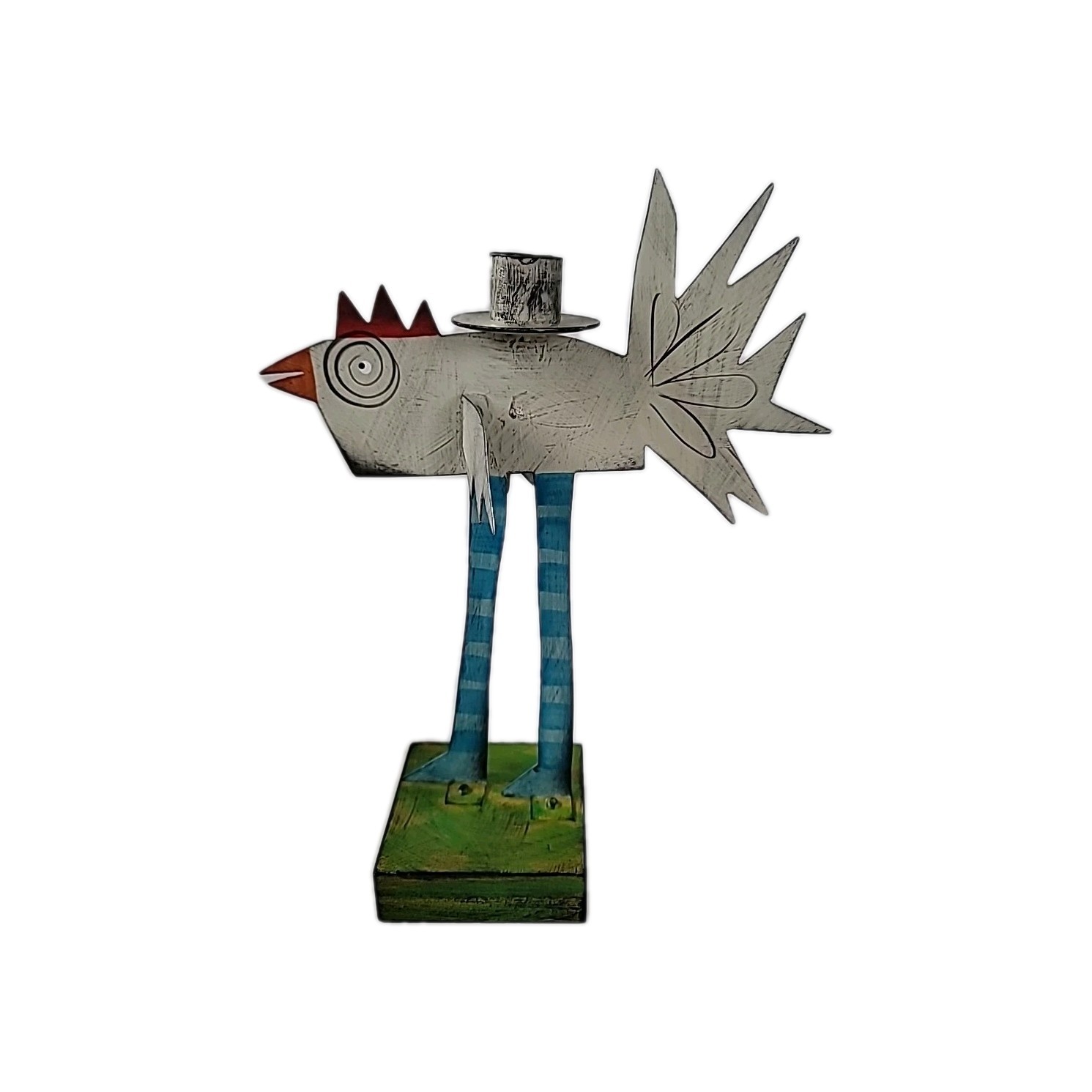 ACME Animal Canada Chicken Taper Candle Holder Handcrafted  Signed