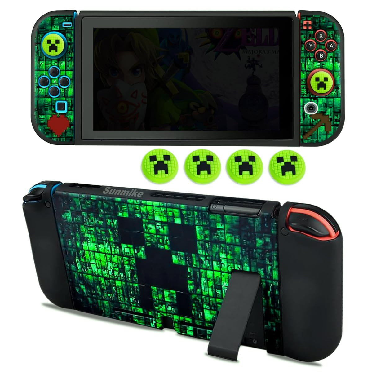Protective Case for Nintendo Switch, Switch Case & Thumb Grips Caps Soft Dockabl