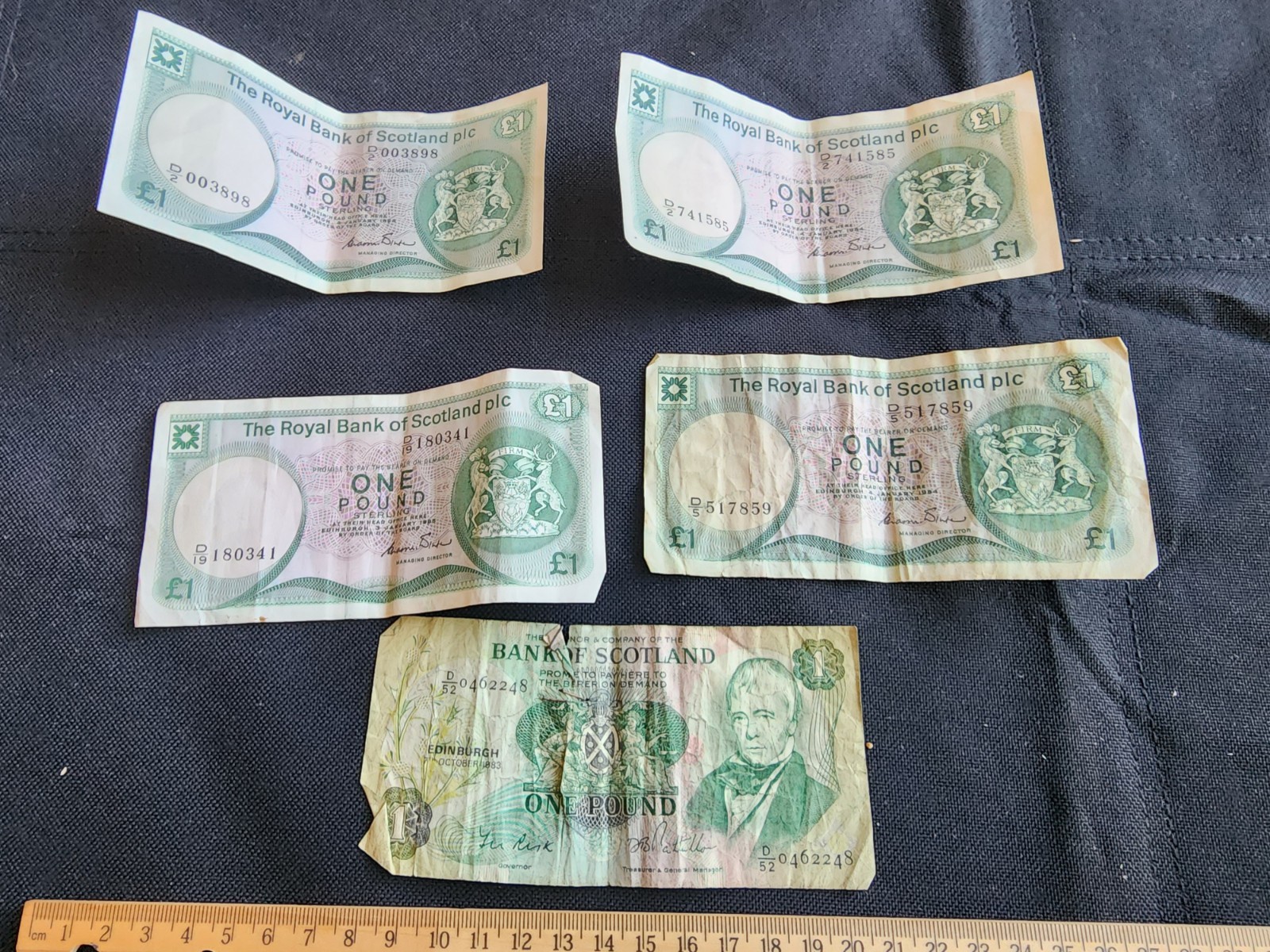 Lot Of 5 Royal Bank Of Scotland 1 Pound Bank Notes Bill