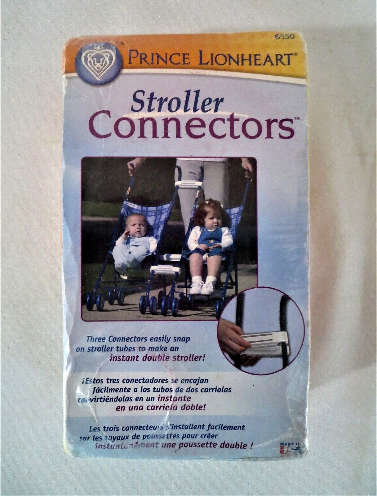 NEW Prince Lionheart Stroller Connectors Make 2 Umbrella Strollers Tandem 6550